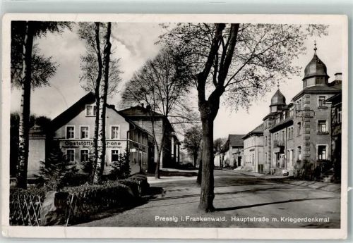Pressig Hauptstraße Kriegerdenkmal Gasthaus Krone Turm