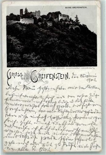 Bad Blankenburg Vorläufer Druck 1890-1895 , Lithographie Ruine Greifenstein