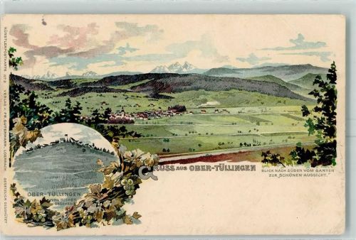 Tüllingen 1902 Obertüllingen von Riehen gesehen Blick nach Süen vom Garten Zur Schönen Aussicht