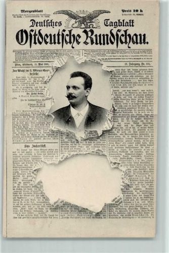 Deutsches Tagblatt Ostdeutsche Rundschau 1901 durchbrochene Papierwand