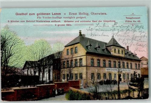 Niederwiesa 1910 Oberwiesa Gasthaus zum goldenen Lamm