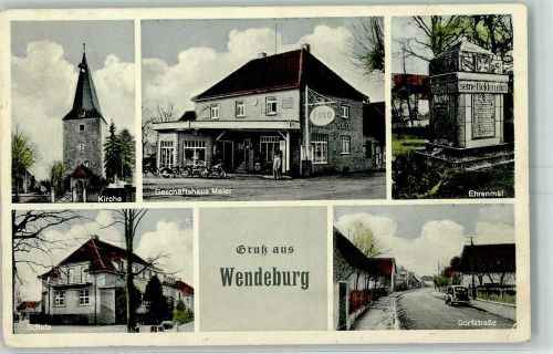 Wendeburg Kirche Geschäftshaus Meier Ehrenmal Schule Dorfstraße Überstempel