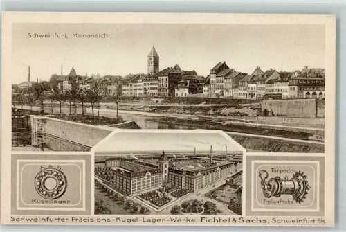 97421 W8720 Schweinfurt - Mainansicht Präzisions-Kugel-Lager-Werke Fichtel & Sachs Torpedo-Freilaufnabe