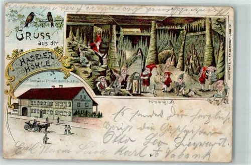 Hasel 1897 Haseler Höhle Gasthaus zur Ermannshöhle Fürstenkruft Zwerge Raben