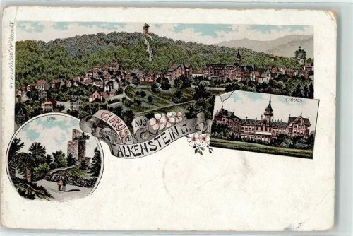 Falkenstein Kurhaus Burgruine Lithographie