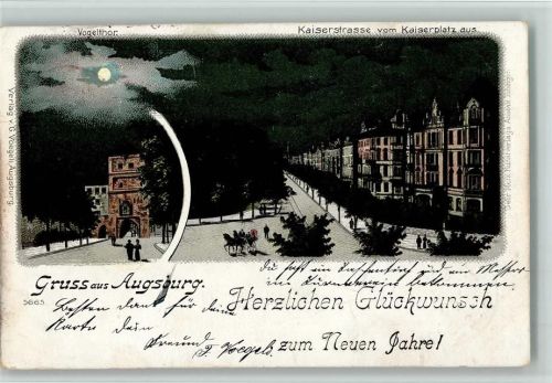 Augsburg 1898 Kaiserstrasse vom Kaiserplatz aus Vogelthor