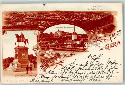 Gera 1901 Schloss Osterstein Kaiser Wilhelm-Denkmal
