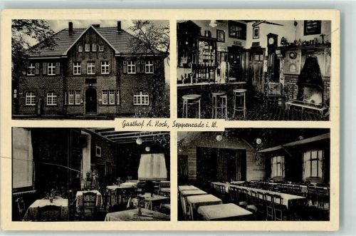Seppenrade Gasthaus A. Kock Gastraum Wanbilder Uhr Kamin Bar