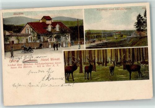 Brocken 1901 Hote-lGasthaus Wendt Rotwild Försterei u. Oberförsterei