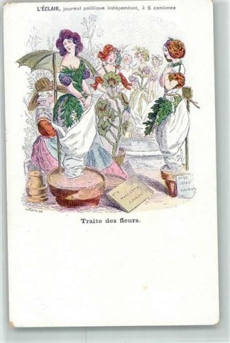 Werbung sign. Grandville L`Eclair, journal politique independant - Metamorphose Traite des fleurs Blumen vermenschlicht