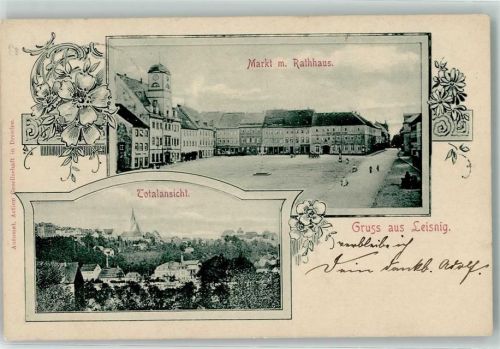 Leisnig 1908 Markt u. Rathaus