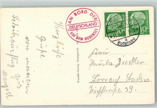 Bordstempel "Deutschland" Schiffspost Lindau 11.6.55