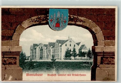 Montabaur 1902 Bischöfl. Convict mit Brüderhaus Wappen
