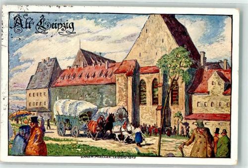 Leipzig Internat. Baufachausstellung 1913 Leipzig vor 100 Jahren Paulinum Grimmaisches Tor Architekt Fritz Drechsler Off. Postkarte Nr 9 sign Hans A. Müller