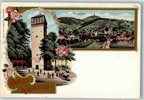64673 W6144 Zwingenberg , Bergstr Lithographie Zwingenberg Melibocus-Aussichtsturm