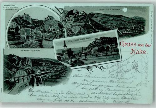 Idar-Oberstein 1898 Mondschein Neues Schloss Münster am Stein Kirn Kyrburg