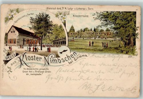 Grimma 1896 Kloster Nimbschen Klosterruine Gasthaus