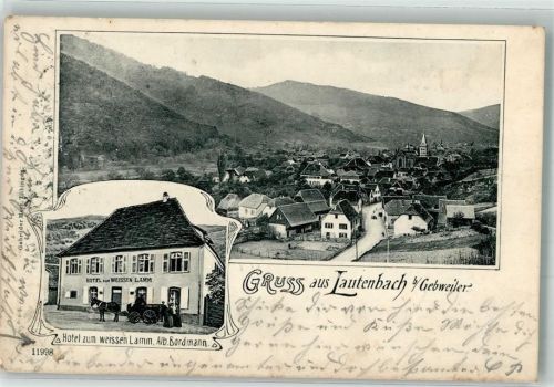 68610 Lautenbach 1908 Gebrauchsspuren Hotel zum weissen Lamm