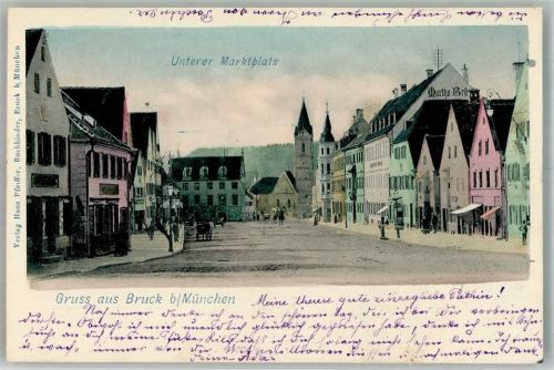 85567 W8018 Bruck , Oberbay Foto AK Adelskorrespondenz Unterer Marktplatz