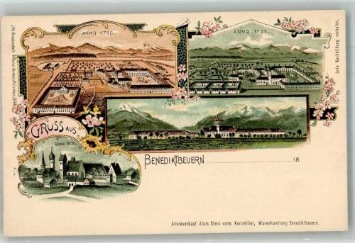 83671 W8174 Benediktbeuern Gebrauchsspuren Kirche Kloster Lithographie