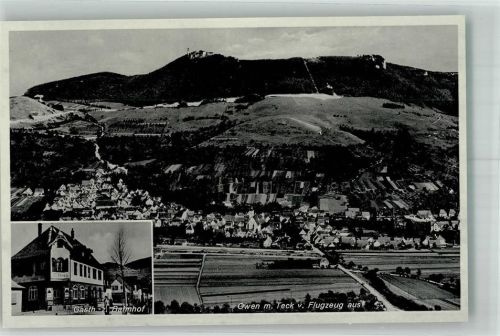 73277 W7311 Owen , Teck - Fliegeraufnahme Gasthaus zum Bahnhof