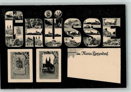 Maria-Lanzendorf In den Buchstaben "Grüsse" sind Minibilder - keine AK