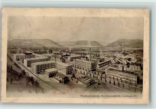Geislingen Württ. Metallwarenfabrik , qualmende Schornsteine, I AK