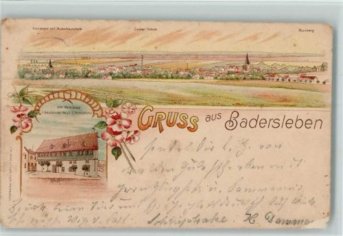 38836 O3602 Badersleben 1898 Gebrauchsspuren Gruss aus - Litho, AK