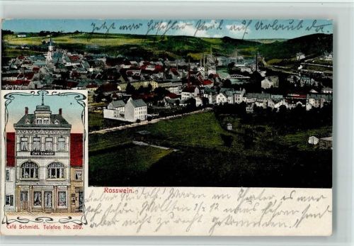 04741 O7304 Roßwein 1915 - Cafe Schmidt , Photochromie, gute Erhaltung AK