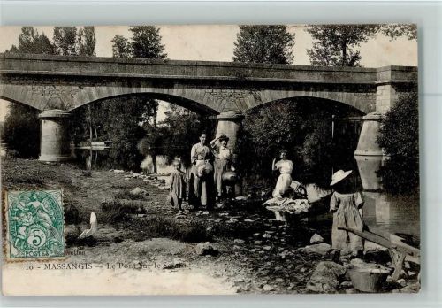Massangis Le Pont Wäsche waschen Wäscherin
