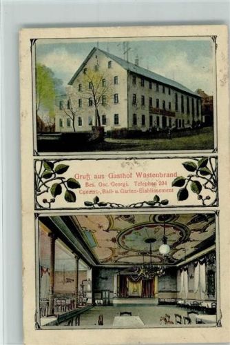 09337 O9274 Wüstenbrand 1913 - Gasthof und Saalbau mit Bühne , gute Erhaltung AK