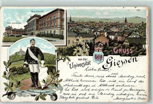35390 W6300 Gießen , Lahn 1901 - Neue Universität Chem. Laborat. Gaudeamus igitur