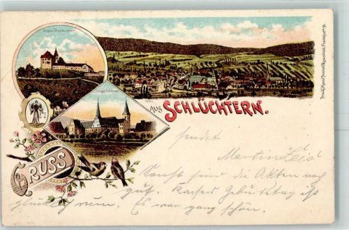 36381 W6490 Schlüchtern 1900 Lithographie Schloss Brandenstein Königl. Seminar