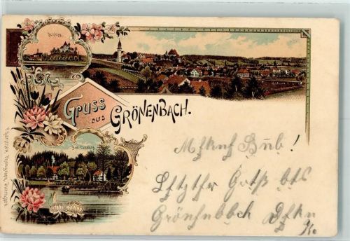 87730 W8944 Grönenbach , Allgäu 1898 Lithographie Schloss Bad Clevers