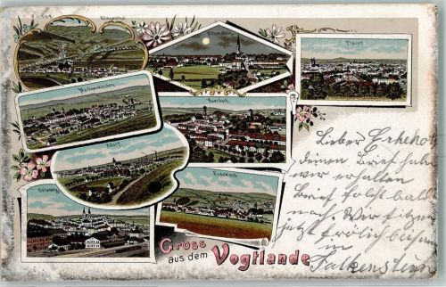1 O9930 Adorf , Vogtl 1901 Lithographie Vogtland Klingenthal Falkenstein Plauen Auerbach Markneukirchen Adorf Rodewisch Oelsnitz