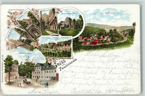 Paulinzella 1897 Kloster-Ruine Paulinzella Gasthaus Menger Fürstl. Jagdschloss