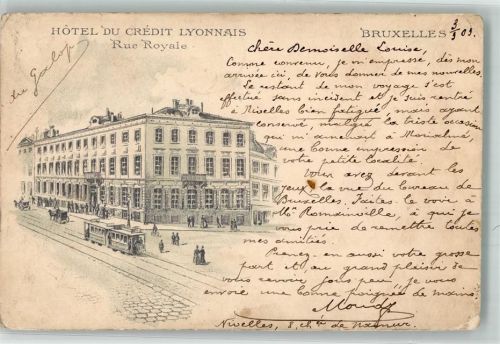 Brüssel 1903 Straßenbahn Hotel du Credit Lyonnais