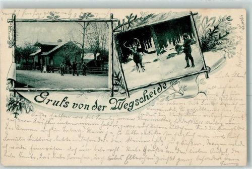 Crawinkel 1897 Wegscheide Winter Hirsch Ort lt. Stempel