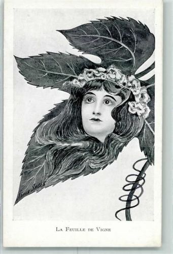 La Feuille de Vigne Metamorphose Weinblatt vermenschlicht AK