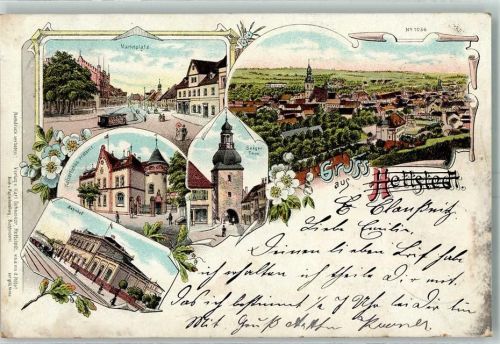Hettstedt 1900 Marktplatz Saiger-tor Kaiserl. Postamt Bahnhof