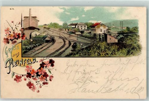 91785 W8835 Pleinfeld 1898 Lithographie Bahnhof