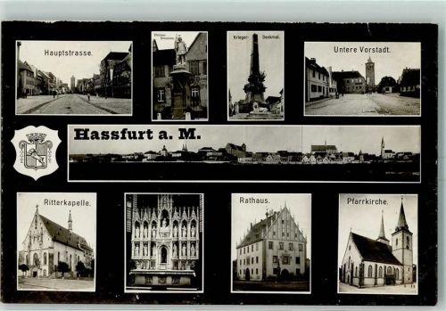 Haßfurt Hauptstraße Florian-Brunnen Kriegerdenkmal Untere Vorstadt Ritterkapelle Rathaus Pfarrkirche
