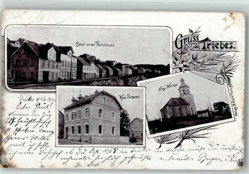 Triebes 1902 Poststraße Kaiser. Postamt Ev. Kirche