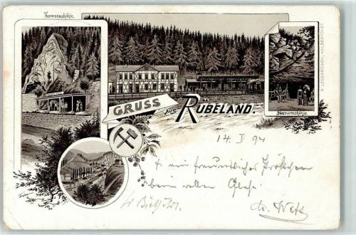 Rübeland 1894 Bahnpost Halberstadt Tanne Zug 401 15.5.94 Hermannshöhle Baumannshöhle Wappen Bahnhof