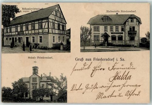 02999 O7701 Friedersdorf b Hoyerswerda 1912 - Gasthaus Lotze Haltestelle Schule