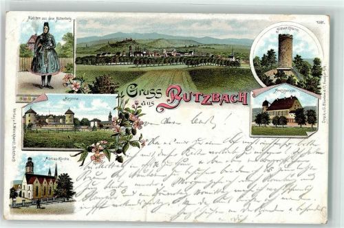 Butzbach 1897 Tracht Hexenturm Kaserne Marcus Kirche Amtsgericht