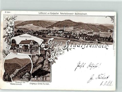 Stadtsteinach 1898 Wasserheilanstalt Walkürenruh Eingang zur Grotte Nordek