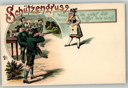 1899 Frau in Tracht mit der Schießscheibe , Bier Zieher, Ottmar