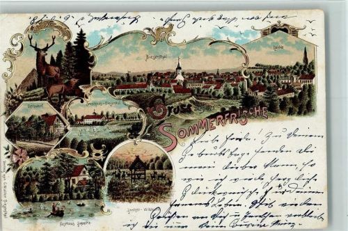 16359 O1296 Biesenthal b Bernau b Berlin 1898 Lithographie Gruss aus - Sommerfrische, Forsthaus , Uetzdorf, Seeschloß, kl. Eckknick , gute Erhaltung AK
