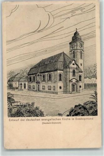 Swakopmund Künstlerkarte Entwurf der deutschen evangelischen Kirche Deutsch Südwest